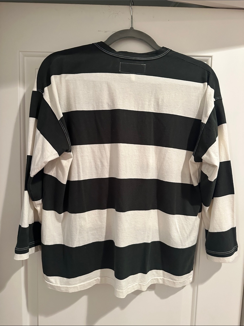 THE GREAT. Dark Green & White Striped Rugby Top, Size 0 - Picture 2 of 3